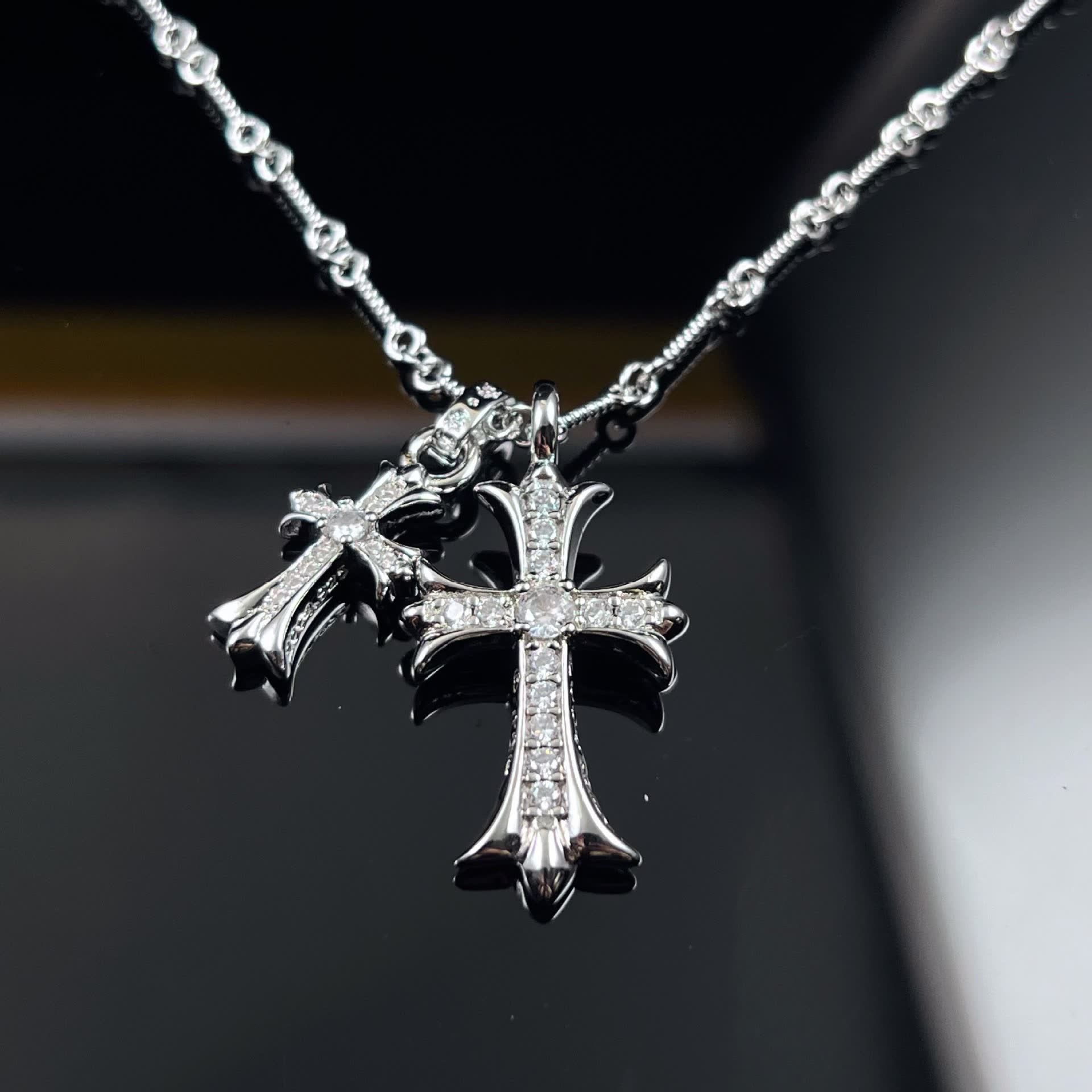Chrome Hearts Elegant Cross and Star Pendant Necklace